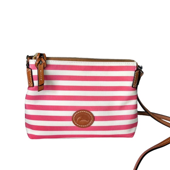 Dooney & Bourke Sullivan Striped Crossbody Bag Watermelon & White Stripe EUC - Picture 2 of 14